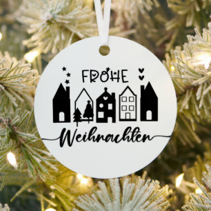 Adorno Metálico Frohe Weihnachten: Pueblo Alemán