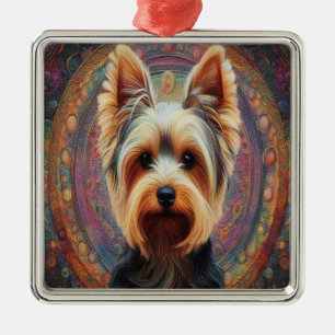 Adorno Metálico Frontera colorida de perro de Yorkshire
