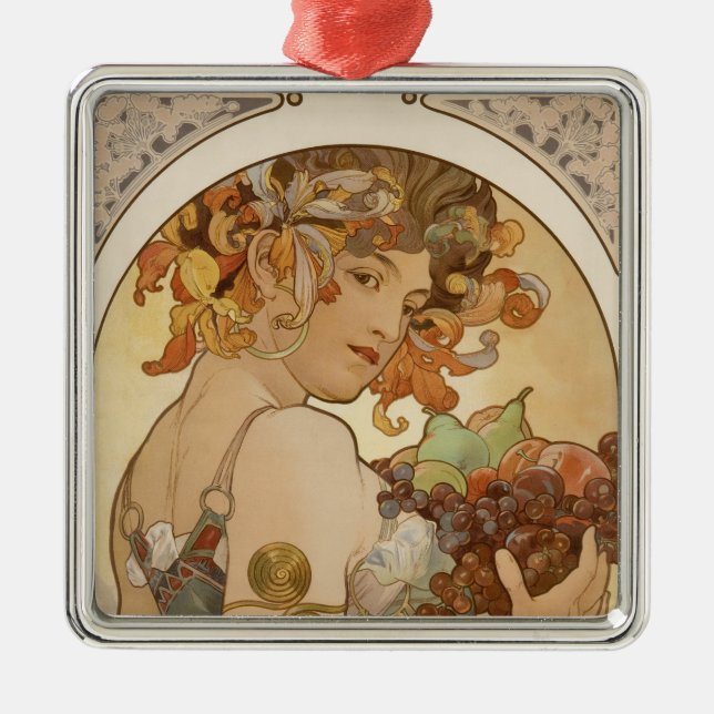 Adorno Metálico Fruit (Art Nouveau) (Female Portrait) (Fruits) (Frente)
