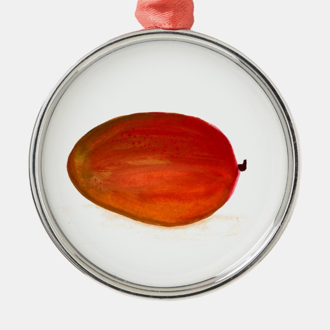 Adorno Metálico fruta de mango acuarela comida tropical Exótico rú (Frente)