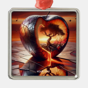 Adorno Metálico Fuego de manzana de manzana de árbol de la fantasí