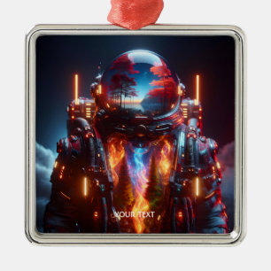 Adorno Metálico Fuego paisajístico de Fantasy Cute Astronauta