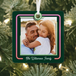 Adorno Metálico Fun brillante Retro Neón Marco Rosa y Verde Dos Fo