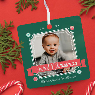 Adorno Metálico Fun Candy Primer marco de fotos de candy navideño