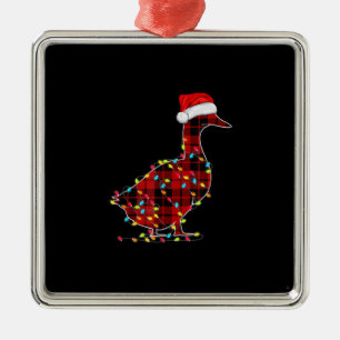 Adorno Metálico Funny Duck Navidades Light Red Plaid Matando