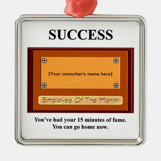 Adorno Metálico Funny Employee of the Month Your Name Plate (Frente)