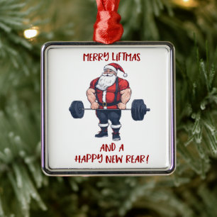 Adorno Metálico Funny Fitness Navidades Liftmas Barbell Santa