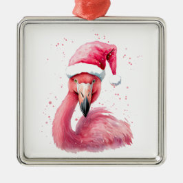 Adorno Metálico Funny flamingo santa hat Merry Navidades tropicale