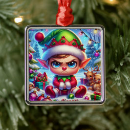 Adorno Metálico Funny Grumpy Elf Navidades