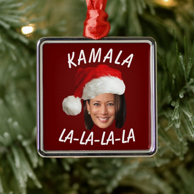 Adorno Metálico Funny Kamala Harris Navidades de Santa Hat (Árbol)