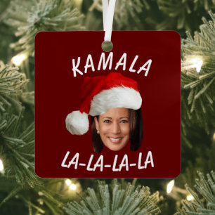 Adorno Metálico Funny Kamala Harris Navidades de Santa Hat
