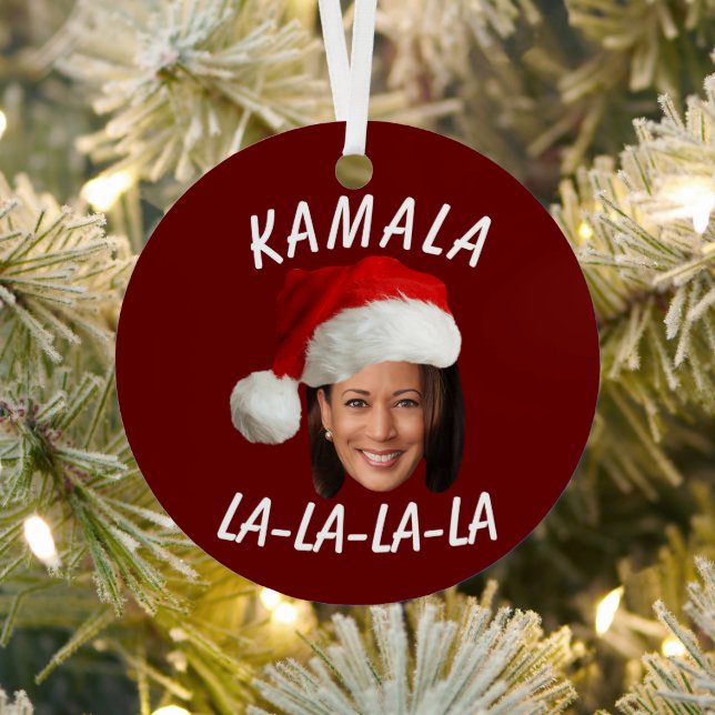 Adorno Metálico Funny Kamala Harris Navidades de Santa Hat (in situ)