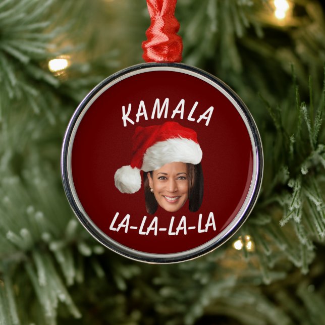 Adorno Metálico Funny Kamala Harris Navidades de Santa Hat (Árbol)
