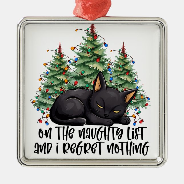 ADORNO METÁLICO FUNNY NAVIDADES NEGROS CAT CON ÁRBOL (Frente)