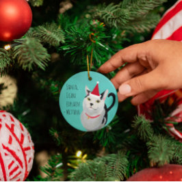 Adorno Metálico Funny personalizada de Santa Cat