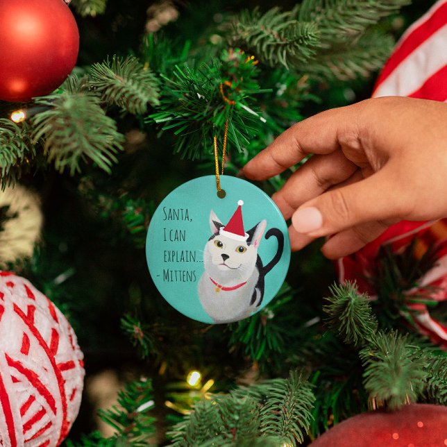 Adorno Metálico Funny personalizada de Santa Cat (Subido por el creador)