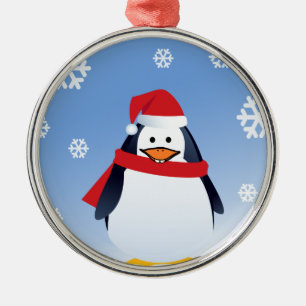 Adorno Metálico Funny Pingüino Navidades Santa Claus Snowflakes