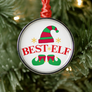 Adorno Metálico Funny Red and Green Best Elf Navidades