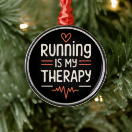 Adorno Metálico Funny runner marathoner cita chistes negros y rojo