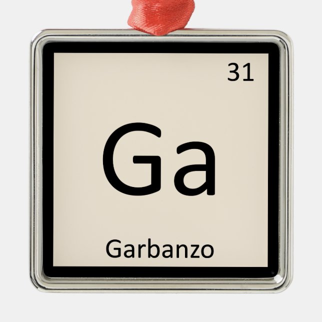 Adorno Metálico Ga - Garbanzo Bean Chemistry Periodic Table Symbol (Frente)