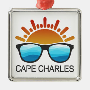 Adorno Metálico Gafas de sol de Cape Charles Beach Virginia