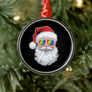 Adorno Metálico Gafas de sol gay cara de Santa Navidad Xmas LGBTQ