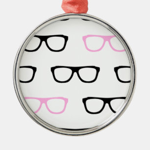 Adorno Metálico gafas geeky geek rosa