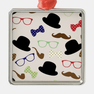 Adorno Metálico Gafas, Gorras y bigote