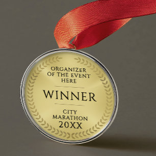 Adorno Metálico Gala de Reconocimiento de Oro Negro Simple Medalla