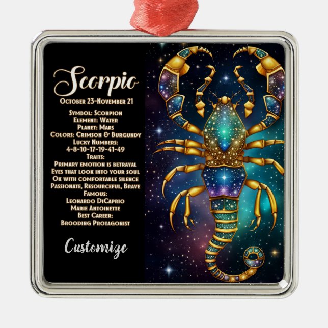 Adorno Metálico Galaxia Jewel personalizada Zodiac Scorpio (Frente)