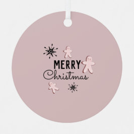 Adorno Metálico Galleta de jengibre rosa de Navidad alegre