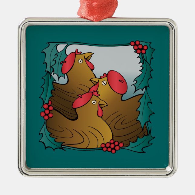 Adorno Metálico Gallinas del francés del árbol (Frente)