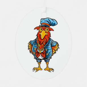 Adorno Metálico Gallo de Dibujos Animados Divertido y Mandón