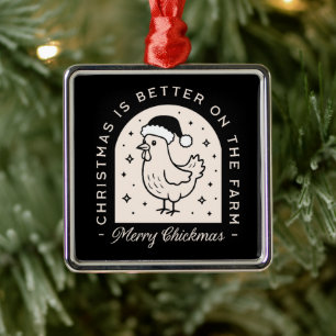 Adorno Metálico Gallo de Navidad divertido granja chistes navideño