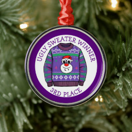 Adorno Metálico Ganador de suéter feo del tercer lugar Navidad