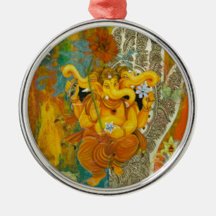 Adorno Metálico Ganesha anaranjado