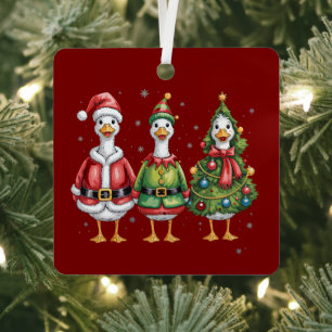Adorno Metálico Ganso Navideño Antiguo Pato Santa Ganso Tonto