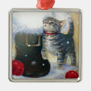Adorno Metálico Gatito en la bota de Santa
