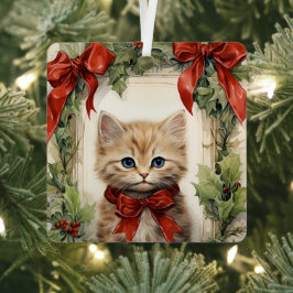 Adorno Metálico Gatito Precioso de Navidad 