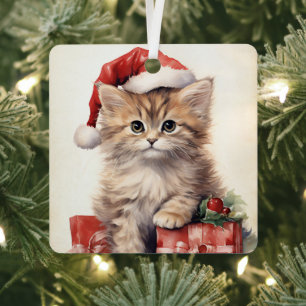 Adorno Metálico Gatito Precioso Navidad