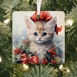 Adorno Metálico Gatito Precioso Navidad 