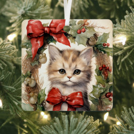 Adorno Metálico Gatito Precioso Navidad 