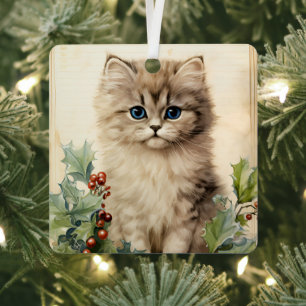 Adorno Metálico Gatito Precioso Navidad