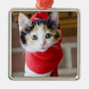 Adorno Metálico Gatito rojo del navidad