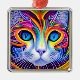 Adorno Metálico Gato abstracto de ojos azules de Guay generado por