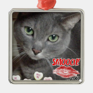 Adorno Metálico Gato azul ruso de San Valentín