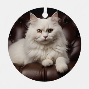 Adorno Metálico Gato blanco majestuoso
