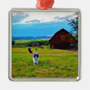 Adorno Metálico Gato con los graneros