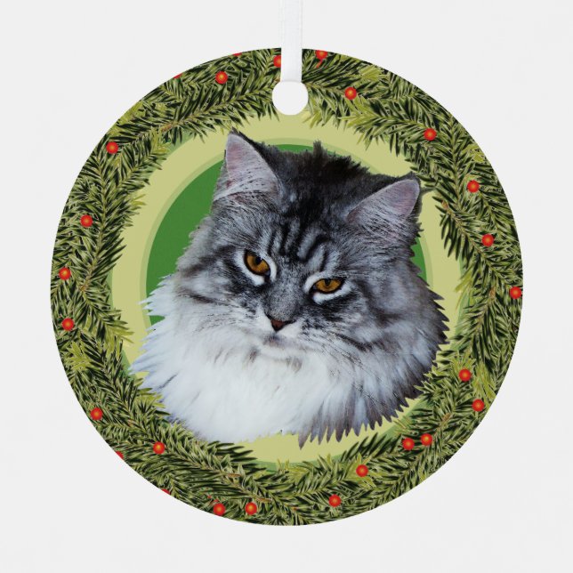 Adorno Metálico Gato de bobina de acero inoxidable XMas (Anverso)