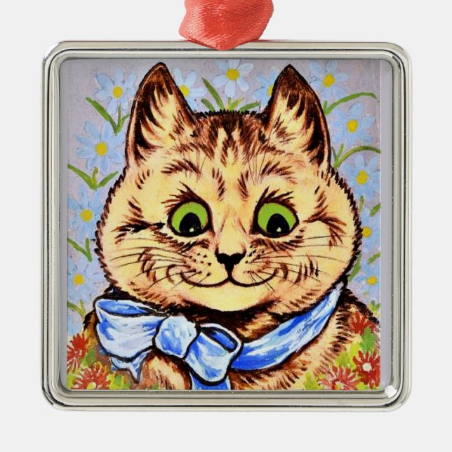 Adorno Metálico Gato de flores feliz de Louis Wain (Frente)